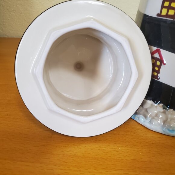 Lighthouse & Lighthouse Keeper’s Cottage Cookie Jar, 12” No Cracks Chips - Picture 6 of 13